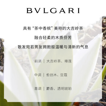 宝格丽（BVLGARI）男士淡香水（大吉岭茶）100ml 木质香男友香 生日礼物礼盒