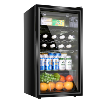 奥克斯（AUX）家用商用90升单门玻璃展示柜冷藏柜保鲜柜 恒温冰吧迷你小型冷藏冰箱 酒柜JC-90K118LD