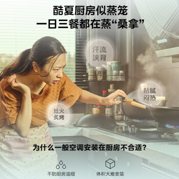 美的（Midea）厨房空调 小1.5匹 吸顶式专用机 一级能效 防油烟 包安装 CKF-30XW/BN8Y-XD300黑色款