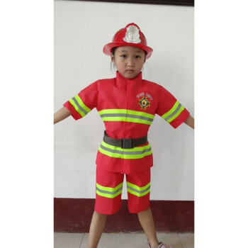 消防员演出服儿童环保时装秀衣服亲子装走秀手工创意男童消防员衣服