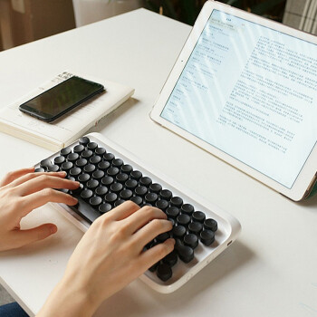 洛斐（LOFREE) 圆点机械键盘无线蓝牙多功能电脑笔记本办公家用适用 白色圆点键盘