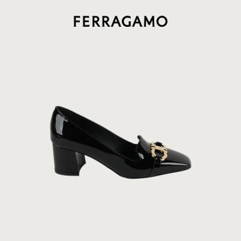 菲拉格慕（Ferragamo）女士黑色Gancini扣饰高跟鞋 0769257_1D _ 65/37 礼物送女友