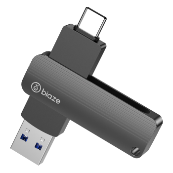 毕亚兹 256GB Type-C USB3.2 UP-05深空灰 OTG双接口U盘 外接苹果15手机电脑车载高速存储优盘