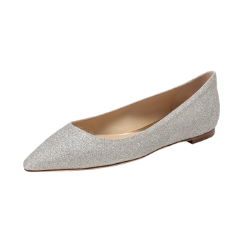 周仰杰（JIMMY CHOO ）女士平底鞋冰白金色 ROMY FLAT DGZ 010 PLATINUM ICE