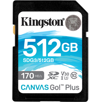 金士顿（Kingston）512GB SD存储卡 U3 V30 相机内存卡 高速sd卡大卡 4K超高清拍摄 读速170MB/s 写速90MB/s