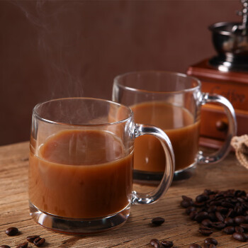 乐美雅（Luminarc）水杯玻璃杯咖啡杯茶杯泡茶杯子牛奶杯果汁饮料杯钢化把杯380ml*2