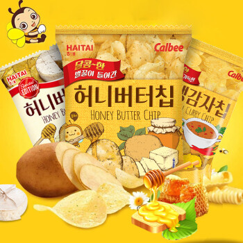 蜂蜜黄油薯片奶酪味60g5卡乐比网红零食韩国进口张艺兴同款赠锅巴3袋