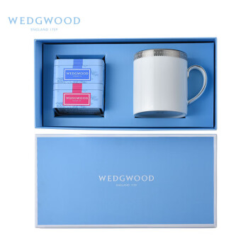 WEDGWOOD 威基伍德Vera Wang王薇薇白金蕾丝马克杯+随身包茶罐礼盒