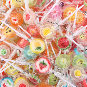 网红水果味糖果切片棒棒糖高颜值硬糖创意散装纯手工糖可爱礼包装100