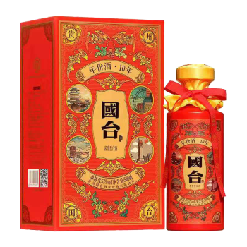 贵州国台酒业国台十年10年中国红53度500ml单瓶装酱香型白酒