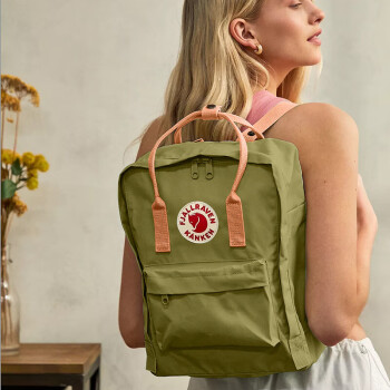 FJALLRAVEN北极狐双肩包男女背包23510-631-241叶绿/桃沙色16L 礼物送女生 母亲节礼物