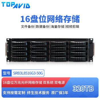 TOPAVID SRB3L8516G3 16盘 标机320TB企业级存储容量 50G万兆光纤磁盘阵列 网络存储 万兆网络磁盘阵列