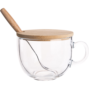 GIANXI玻璃杯燕麦杯牛奶杯加厚耐热夏季早餐杯带盖勺麦片碗