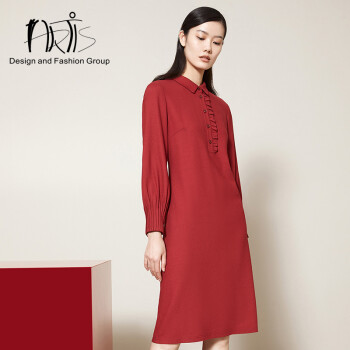 雅迪斯artis女装藏红色长袖连衣裙ar5017006011如图38