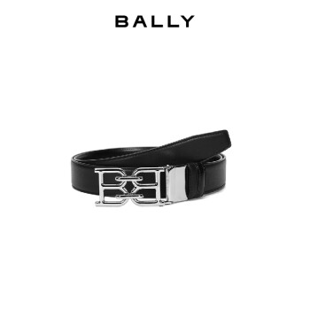 巴利（BALLY）男士双面皮带腰带黑色 B CHAIN 35 M 10 6235272 110cm送男友