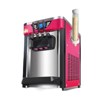 苏勒   冰淇淋机商用雪糕机立式全自动甜筒机台式冰激凌机小型   台式红色膨化款连打