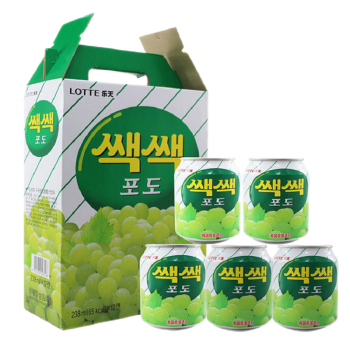 乐天粒粒葡萄果汁饮料礼盒装含果肉韩国原装进口238ml*12罐1号会员店