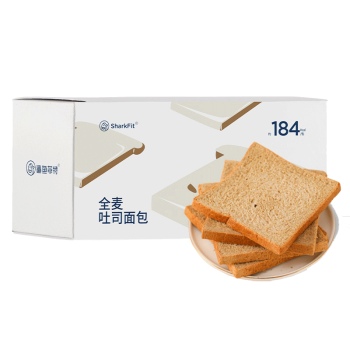 鲨鱼菲特 全麦面包 低脂粗粮代餐面包片 手撕吐司杂粮早餐速食整箱1050g