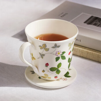 WEDGWOOD威基伍德 野草莓 带盖马克杯 骨瓷 家用水杯茶杯咖啡杯杯子