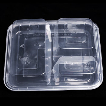 妙洁|一次性饭盒 三格150套分格餐盒打包盒快餐盒可微波 1000ml