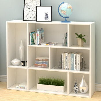 木以成居书架落地置物架简约书柜客厅卧室书房简易玩具收纳柜子暖白色三层