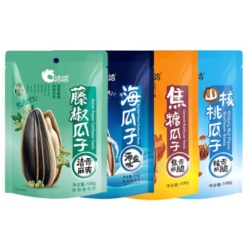 洽洽 香瓜子4口味组合装108g*10袋(藤椒*3+海盐*3+焦糖*2+山核桃*2)