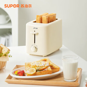 苏泊尔（SUPOR）面包机家用小型多功能全自动多士炉烤面包片早餐三明治吐司机双面加热面包 米白色 DJ805