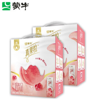 蒙牛【双提特惠】真果粒牛奶饮品 白桃树莓味饮料笑脸包240g*10包*2提