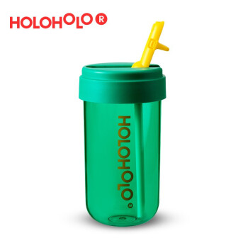 holoholo便携吸管杯 高颜值透明水杯男女成人随行杯Tritan材质杯子咖啡杯礼物礼品 青草绿450ML