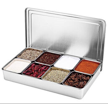 莱羽炫 304不锈钢调味盒套装日式长方形食物留样盒调料盒佐料盒带盖 