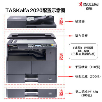 京瓷 (Kyocera) TASKalfa 2010/升级款2020 A3激光黑白多功能数码复合机 标配+双面器+输稿器