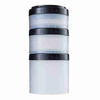 美国Blender Bottle PROSTAK EXPANSION 3层储物罐运动健身蛋白粉容器盒 3层储物罐 - 透明黑
