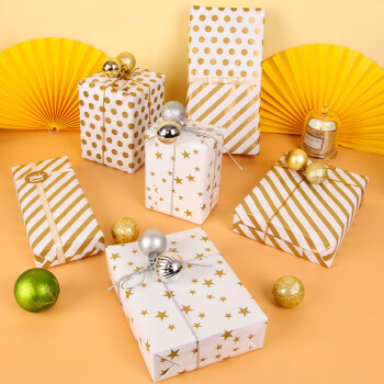 拜杰 包装纸 3张装 父亲节礼物包装纸绳子+装饰球DIY生日礼物纸