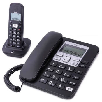 得力（deli）791电话机 2.4G数字无绳子母机 防雷对讲座机 办公固定电话机 黑色