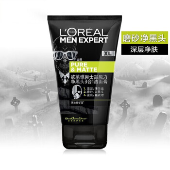 欧莱雅（LOREAL）男士黑魔力净抗黑头3合1洁面膏150ml 油性皮肤补水控油洗面奶