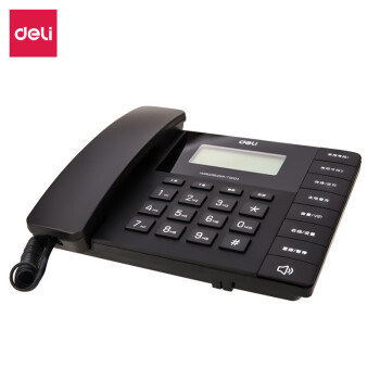 得力13567 电话机 商务办公家用横式电话机 座机免电池 大按键 黑色