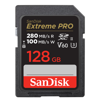 闪迪（SanDisk）128GB SD内存卡 6K视频 V60 U3 C10 高速相机存储卡 读速280MB/s 写速100MB/s 高清拍摄 畅快连拍