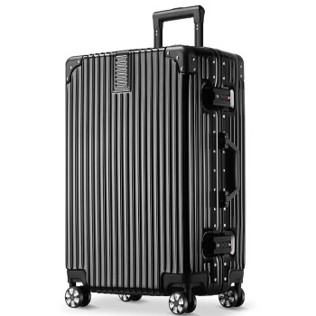 梵地亚行李箱男铝框28英寸万向轮拉杆箱女大容量旅行箱密码箱包皮箱子黑