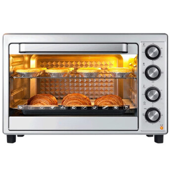 闪盾 48L升大容量家商用小型电烤箱6管转叉多功能烘焙蛋糕面包发酵   银色
