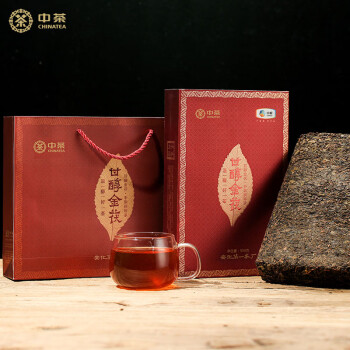 中茶中粮集团 安化黑茶 金花茯茶手筑茯砖茶 茶叶礼盒 甘醇金茯950g