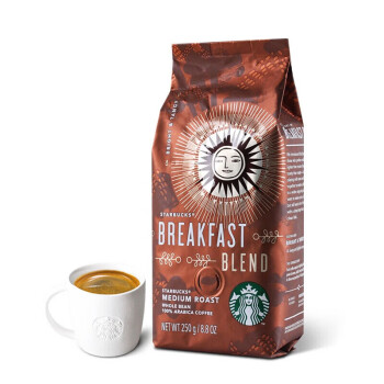 星巴克咖啡豆可代研磨咖 中度烘焙早餐综合咖啡豆250g（短保产品）