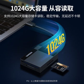 绿联（UGREEN）CR125 多功能合一读卡器USB3.0高速 支持SD/TF/CF/MS型相机行车记录仪内存卡 多卡单读0.5米 30229