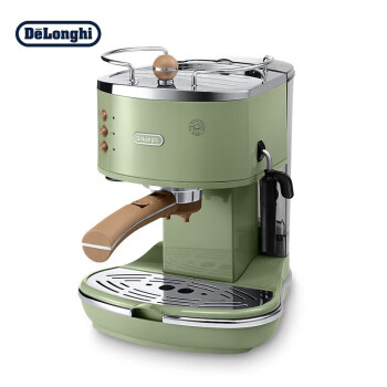 Delonghi德龙咖啡机ECO310.VGR复古系列半自动咖啡机 家用意式浓缩 泵压式不锈钢锅炉 橄榄绿