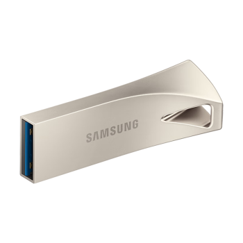 三星（SAMSUNG）256GB USB3.1 U盘 BAR 学习办公金属高速优盘 车载U盘 读速400MB/s（Gen 1）香槟银 适用哨兵模式