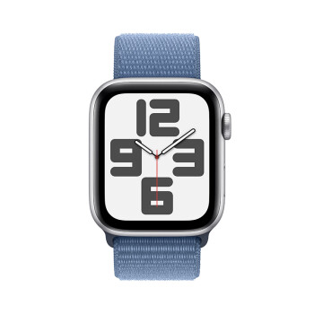 Apple/苹果 Watch SE 2023款智能手表GPS款44毫米银色铝金属表壳凛蓝色回环式运动型表带 MREF3CH/A