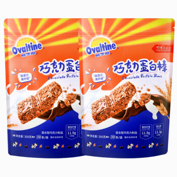 可味&阿华田联名巧克力蛋白棒 营养补充运动代餐 休闲零食300g×2袋