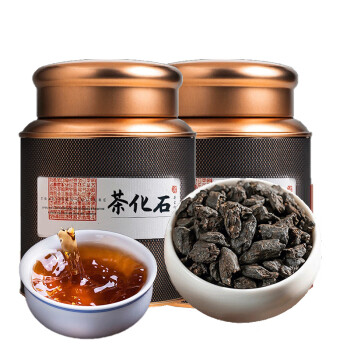 一号村【节日送礼】普洱茶 茶化石 250g*2罐手提袋茶叶 碎银子手提袋