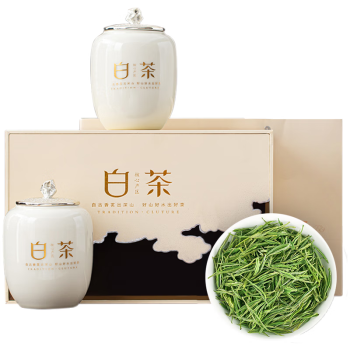 宋品2024新茶明前特级白茶安吉绿茶茶叶礼盒200g瓷罐装