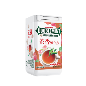 绿箭(DOUBLEMINT)木糖醇口香糖茶立方玫瑰乌龙茶味40g/瓶 口气清新糖