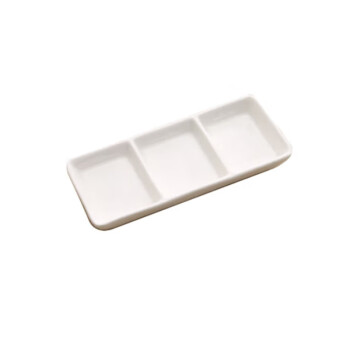 VAKADA 通用咸菜碟白瓷餐具太极醋长方碟3格
